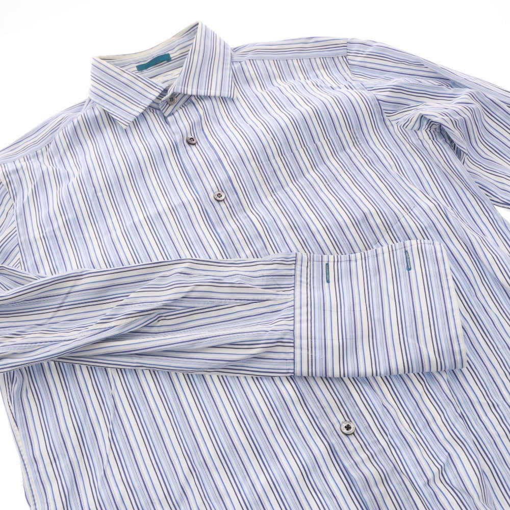 ■ Paul Smith ポールスミス シャツ トップス 長袖 ボタン 胸ポケット ストライプ メンズ L ライトブルー系