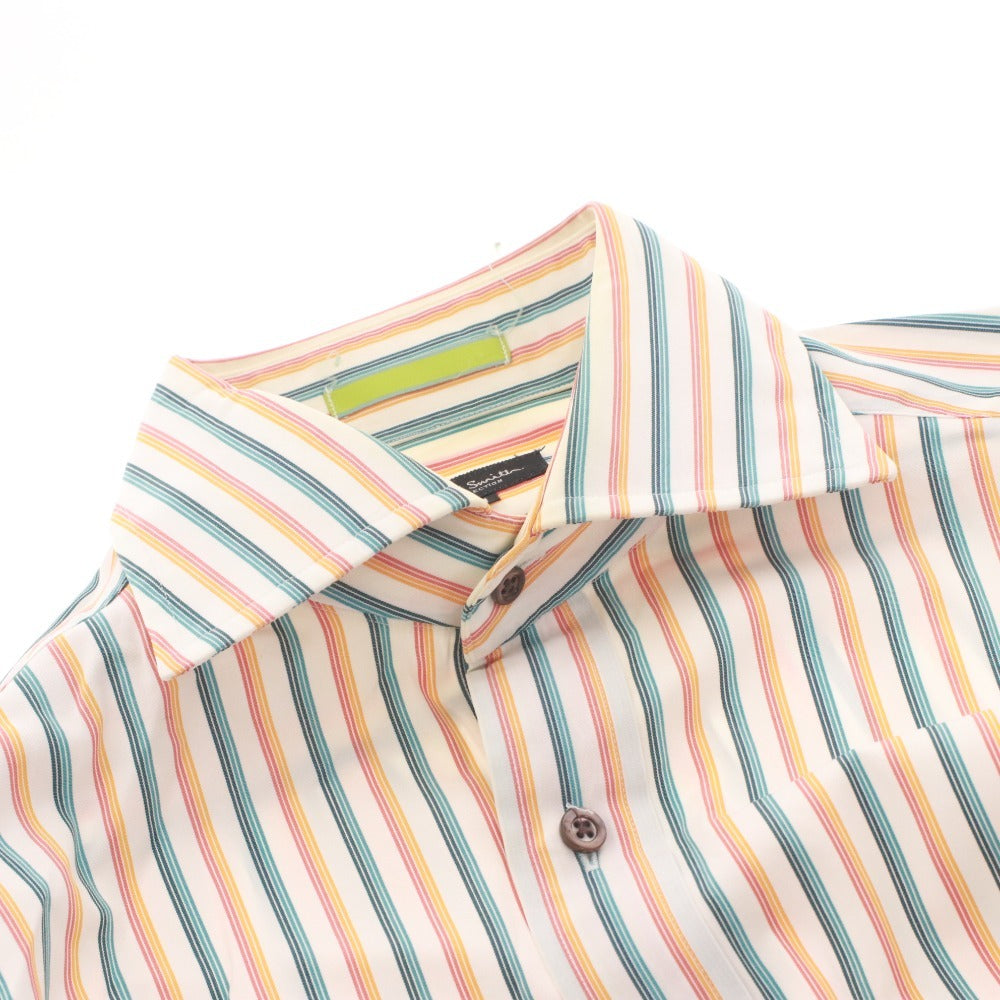 ■ Paul Smith ポールスミス シャツ トップス 長袖 襟 ボタン 胸ポケット ストライプ メンズ M マルチカラー
