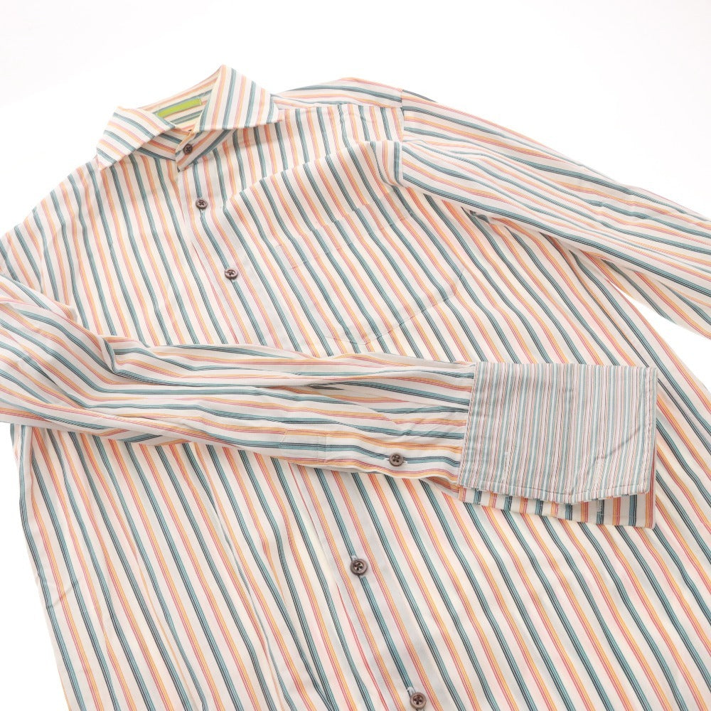 ■ Paul Smith ポールスミス シャツ トップス 長袖 襟 ボタン 胸ポケット ストライプ メンズ M マルチカラー