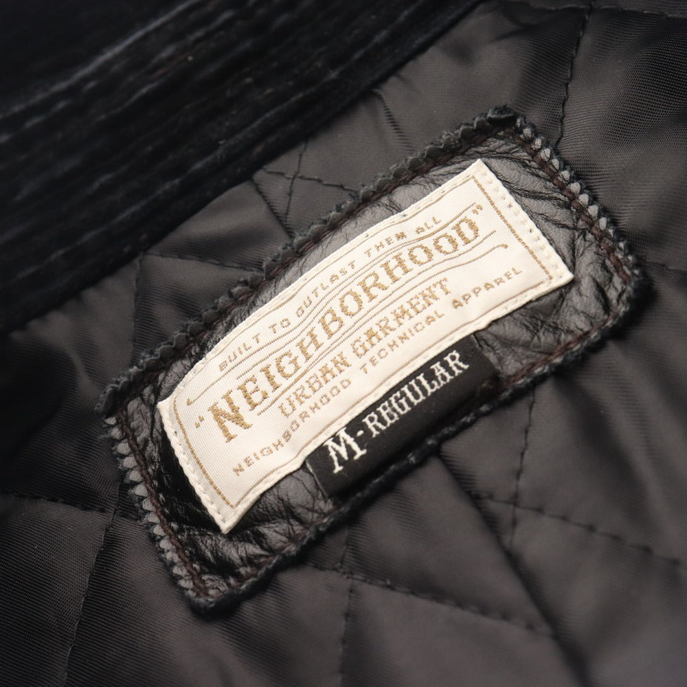 ■ ネイバーフッド レザージャケット ライダースジャケット アウター 革ジャン 牛革 コーデュロイ メンズ M ブラック