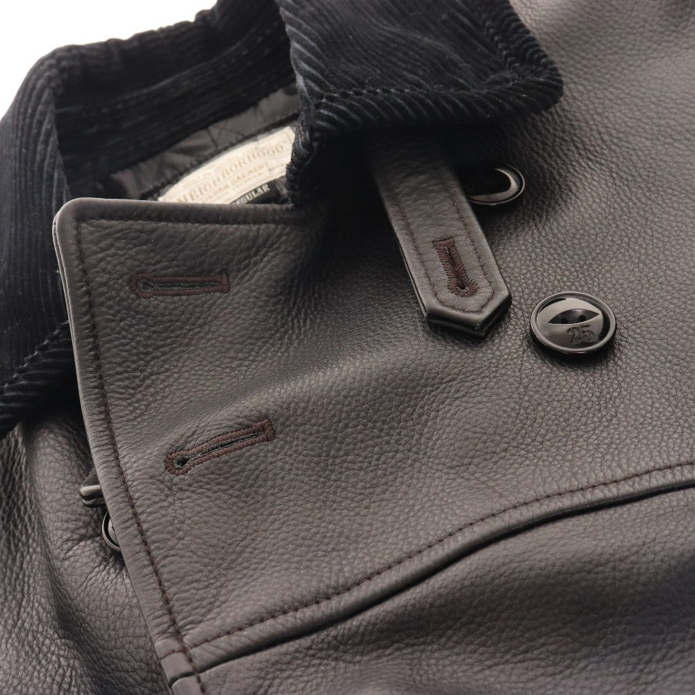 ■ ネイバーフッド レザージャケット ライダースジャケット アウター 革ジャン 牛革 コーデュロイ メンズ M ブラック