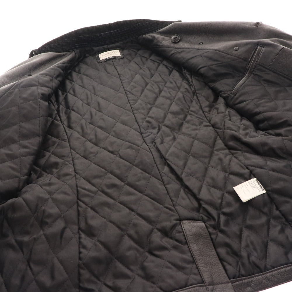 ■ ネイバーフッド レザージャケット ライダースジャケット アウター 革ジャン 牛革 コーデュロイ メンズ M ブラック