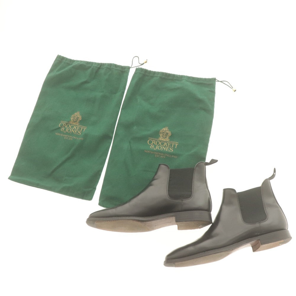 Crockett &amp; Jones Chelsea Boots 8831 U72432, Side Gore, Men's, Size 6 1/2 (equivalent to 25-25.5), Black, Includes Accessories