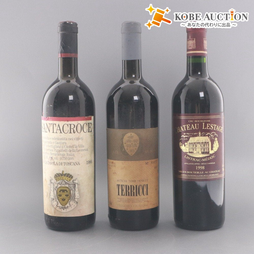 ■ 酒 ワイン 3本セット まとめ売り TERRICCI 1983 CHATEAU LESTAGE 1998 SANTACROCE 1986 赤ワイン 未開栓 未使用
