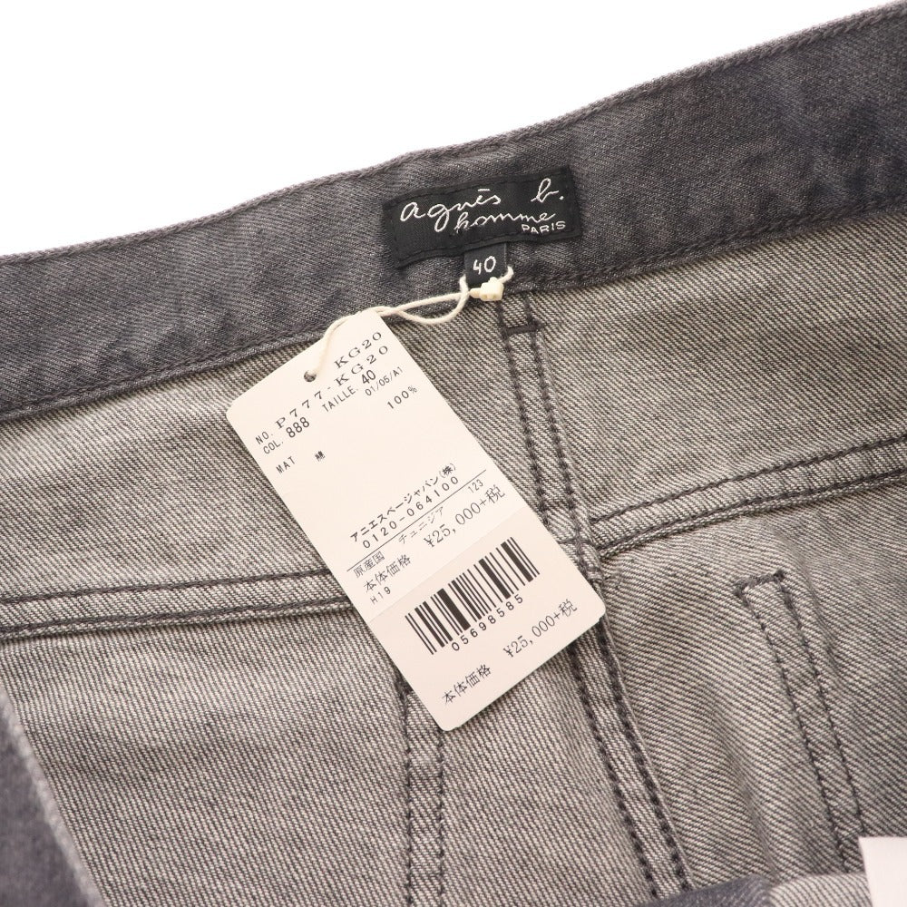 ■ Agnes B. Homme denim pants, long pants, bottoms, straight, men's size 40, gray, with tags, unused