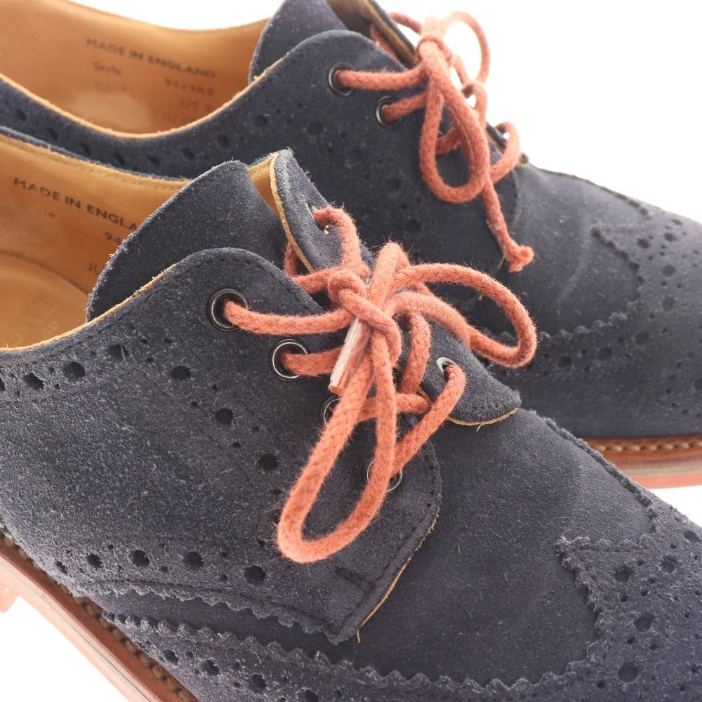 ■ Takeo Kikuchi Sanders Loafers Shoes Full Brogue Wingtip Suede Men's US8 Navy