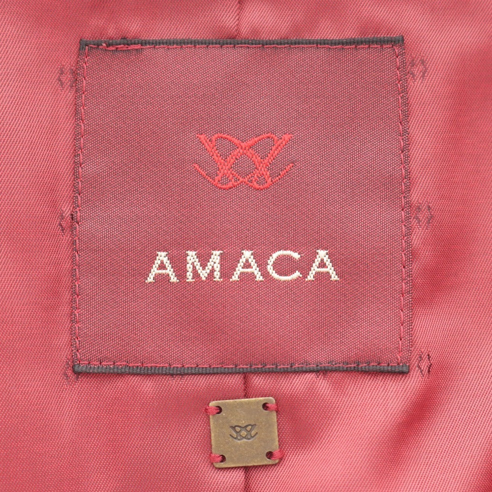 ■ アマカ コート アウター 無地 ボタン ポケット レディース 38 レッド系