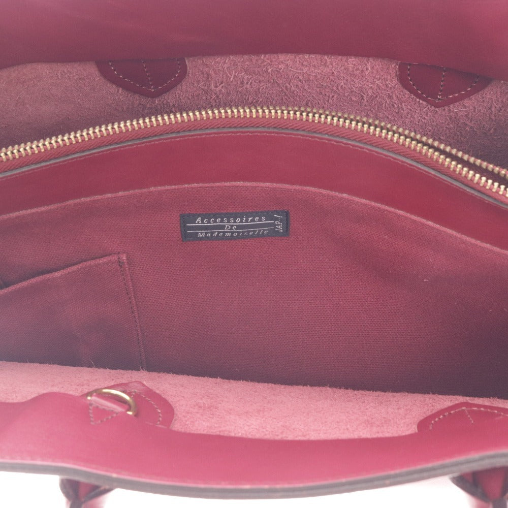■ アクセソワドゥマドモワゼル ハンドバッグ 鞄 チャック ポケット レザー レディース レッド系