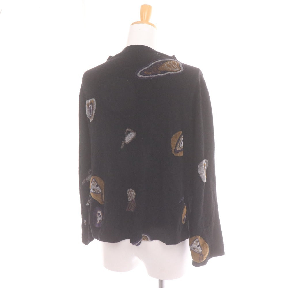 ■ Jiu Cardigan 04222560, Made in Japan, Matsuo Print, Women's, Size 40 (Equivalent to L), Black