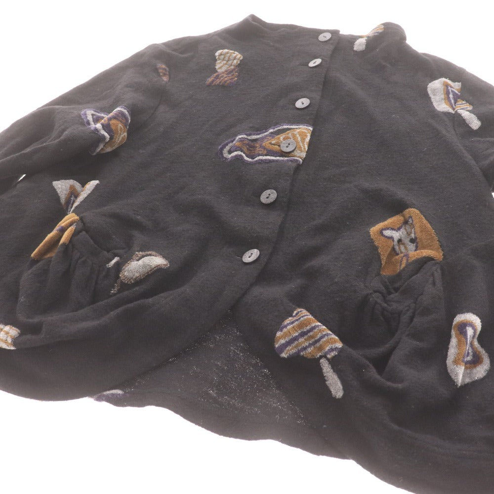 ■ Jiu Cardigan 04222560, Made in Japan, Matsuo Print, Women's, Size 40 (Equivalent to L), Black