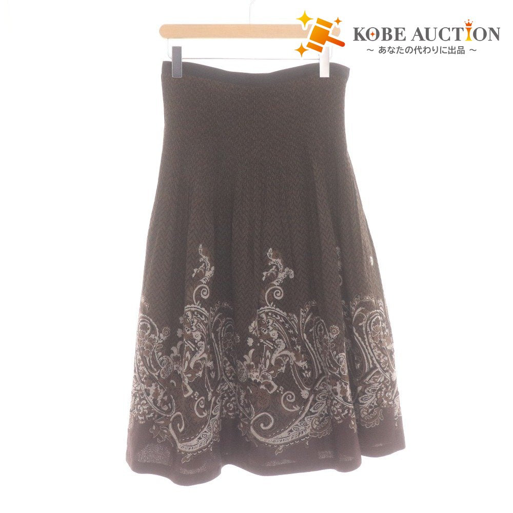 ■ ビルダジュール ロングスカート ボトムス フレア 日本製 総柄 レディース 44(XXL相当） ブラウン系 未使用