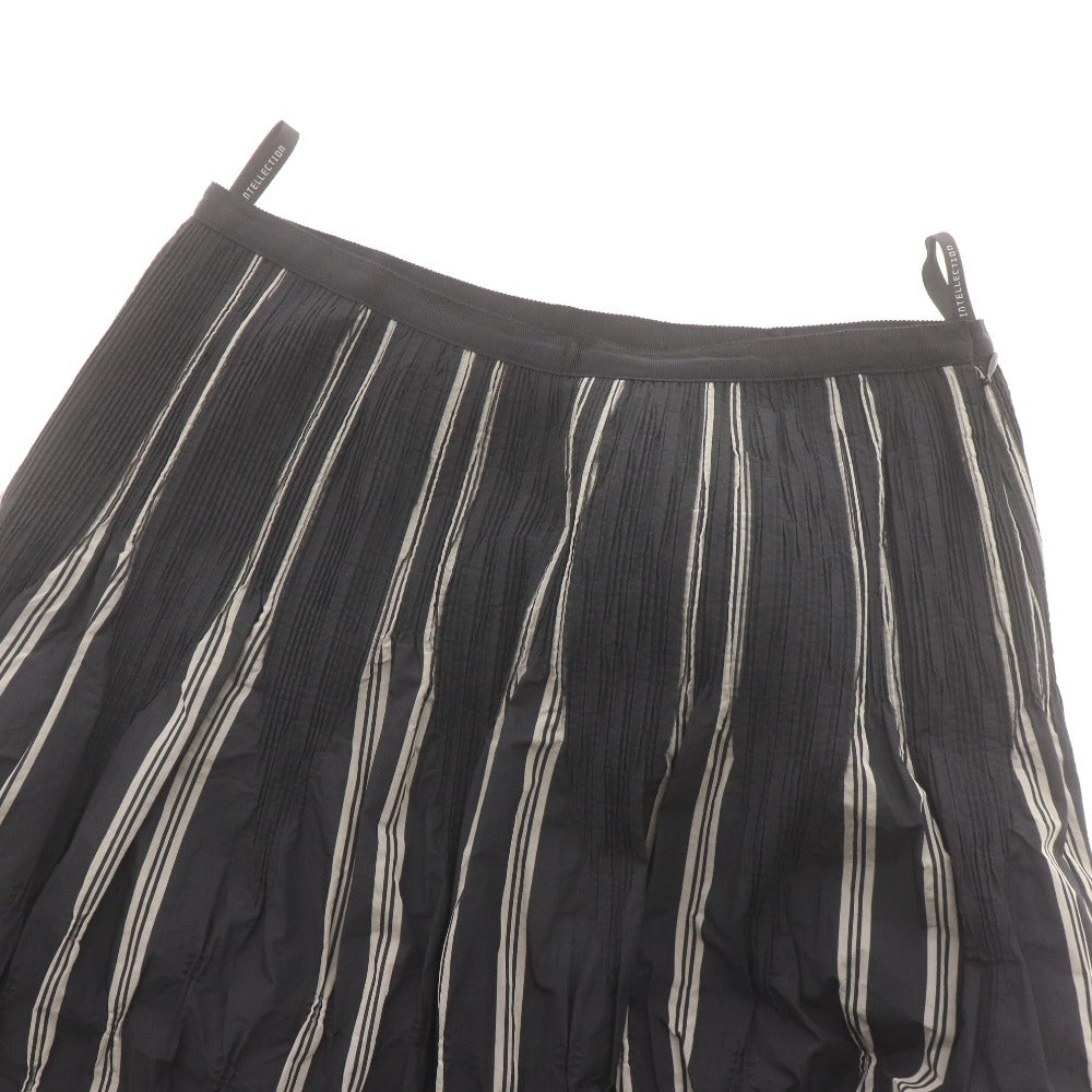 ■ インテレクション ロングスカート ボトムス 日本製 ギャザー レディース 42(XL相当）ブラック系 未使用