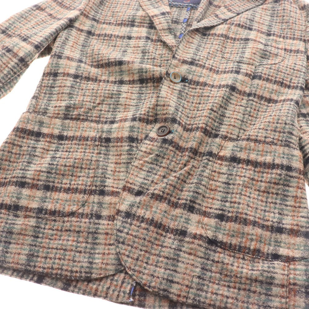 ■ ボブ テーラードジャケット アウター チェック メンズ 50（Lサイズ） ブラウン ベージュ