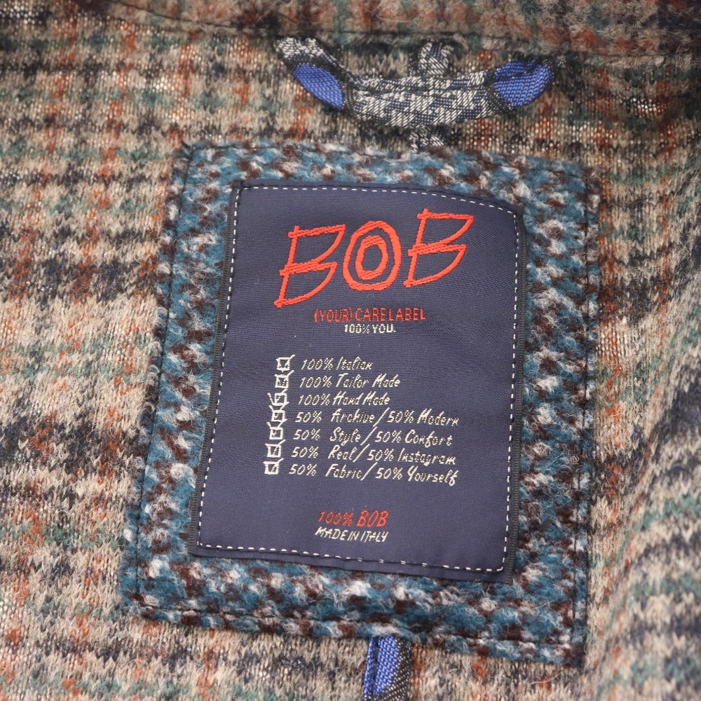 ■ ボブ テーラードジャケット アウター チェック メンズ 50（Lサイズ） ブラウン ベージュ