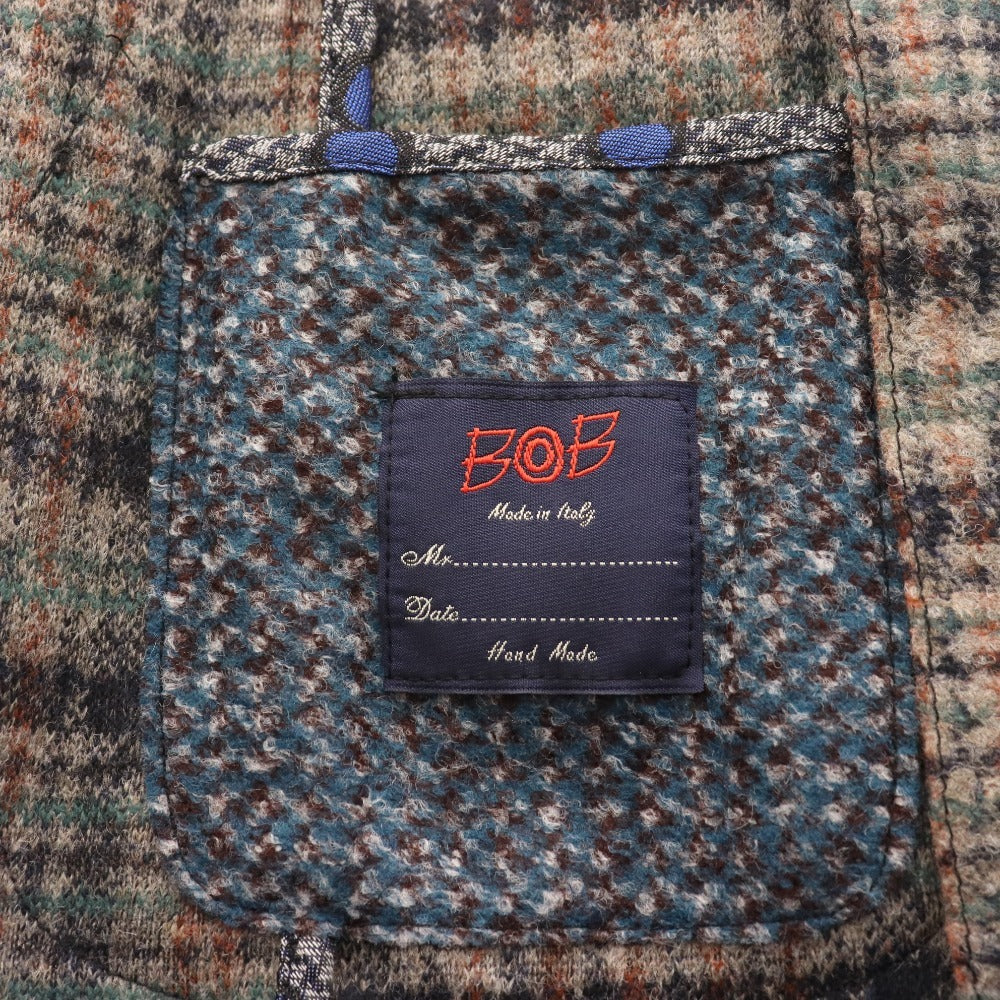 ■ ボブ テーラードジャケット アウター チェック メンズ 50（Lサイズ） ブラウン ベージュ