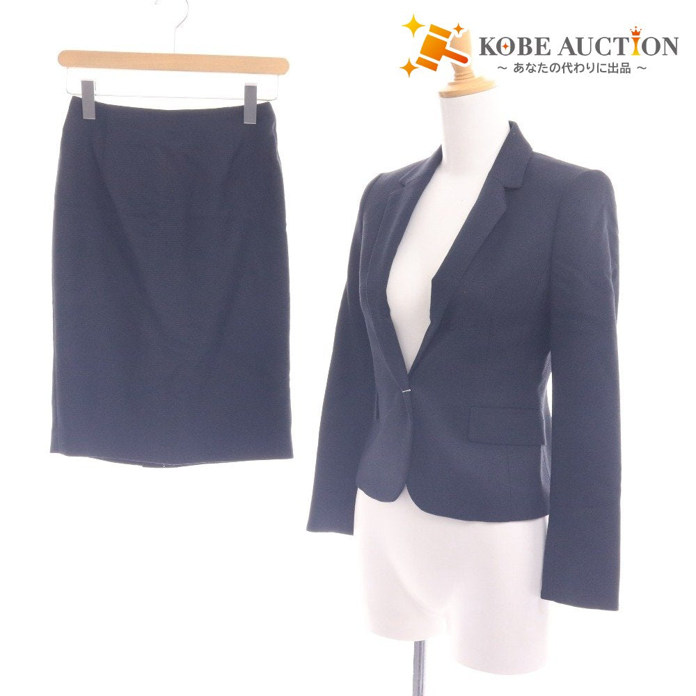 ■ ユナイテッドアローズ スーツ セットアップ ジャケット ひざ丈スカート トップス ボトムス レディース 34 ネイビー タグ付き 未使用