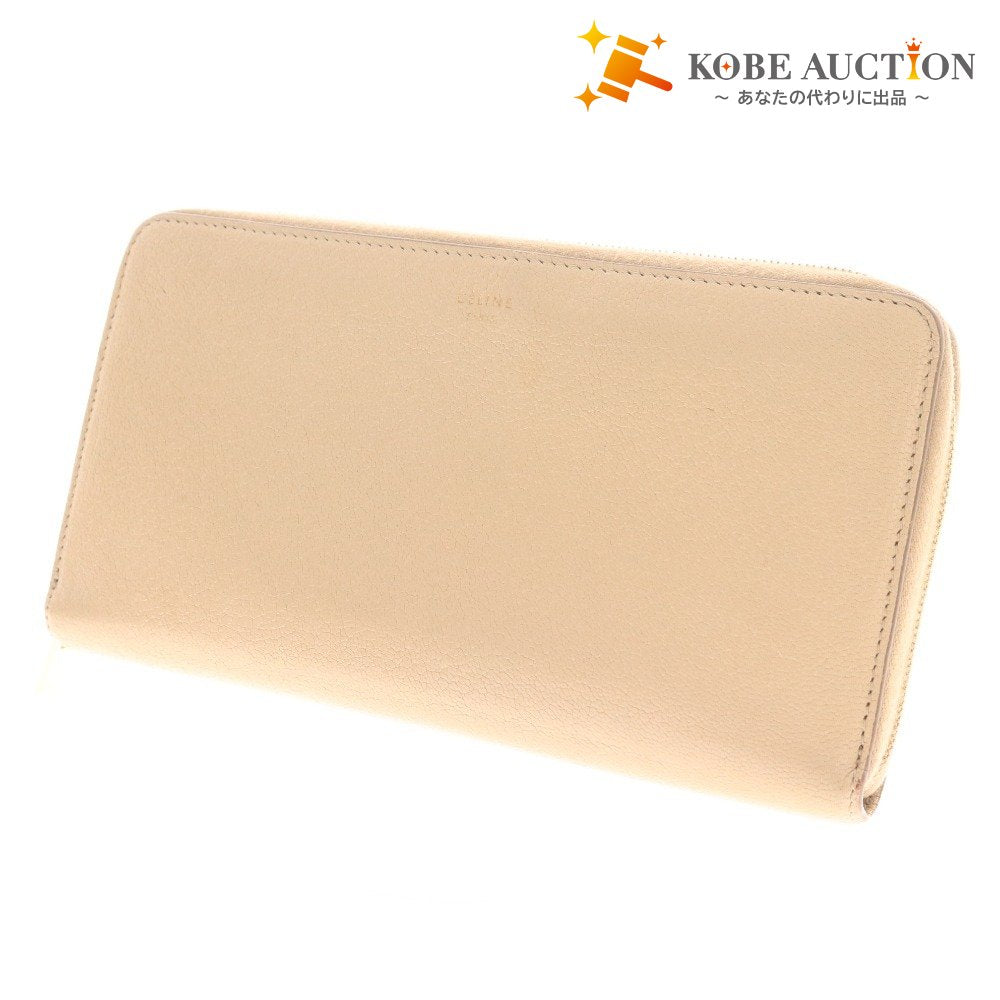 ■ セリーヌ 長財布 財布 ラウンドファスナー レディース ベージュ 袋付き