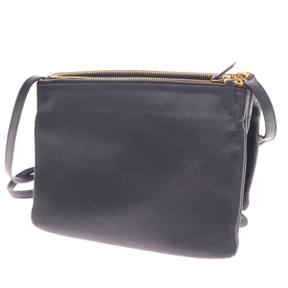 ■ セリーヌ トリオ ラージ ショルダーバッグ 鞄 斜め掛け ゴールド金具 レディース ブラック