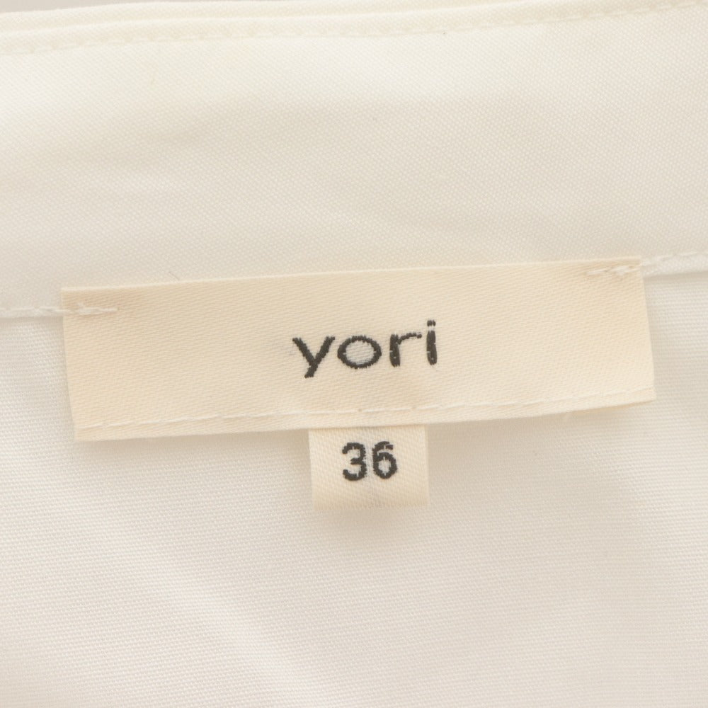 ■ yori ヨリ シャツ トップス 半袖 ボタン 無地 ファスナー レディース 36 ホワイト