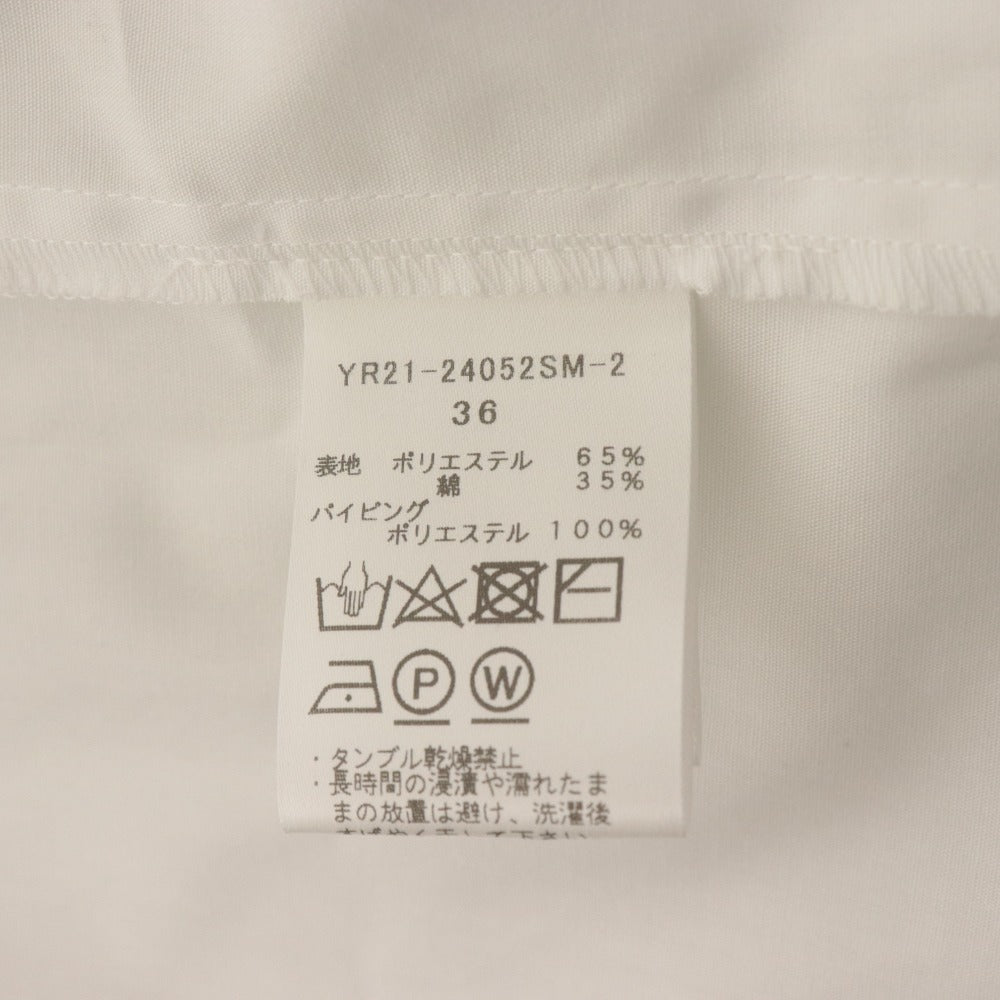 ■ yori ヨリ シャツ トップス 半袖 ボタン 無地 ファスナー レディース 36 ホワイト