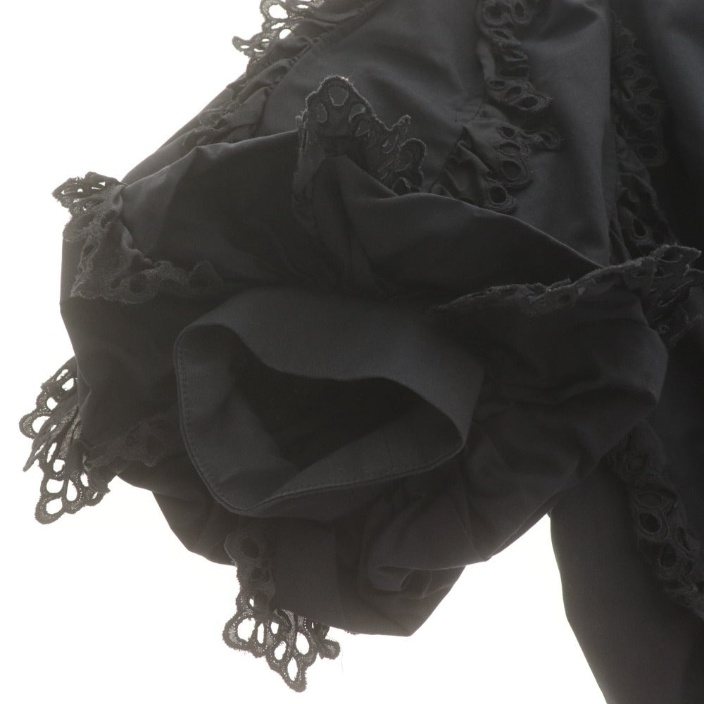 ■ shirocon shirt blouse top button short sleeve solid color frill lace women's 34 dark navy