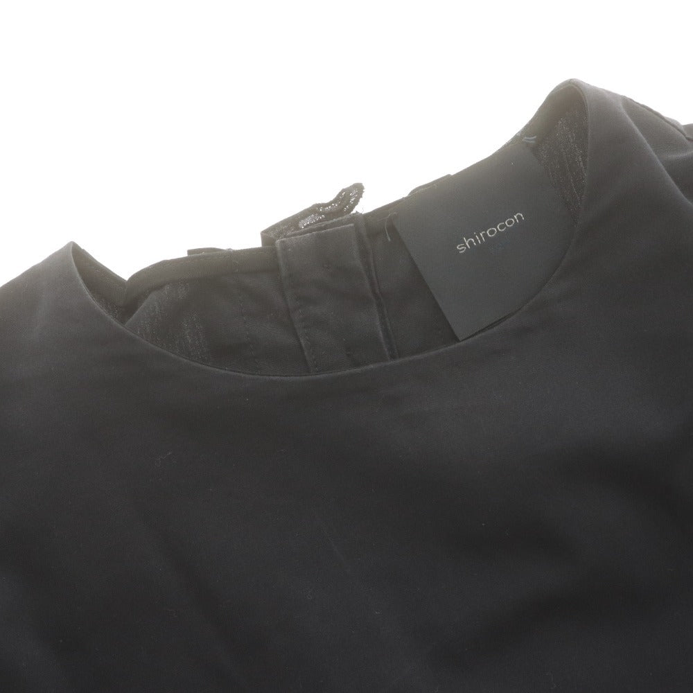 ■ shirocon shirt blouse top button short sleeve solid color frill lace women's 34 dark navy