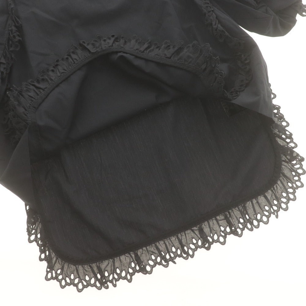 ■ shirocon shirt blouse top button short sleeve solid color frill lace women's 34 dark navy
