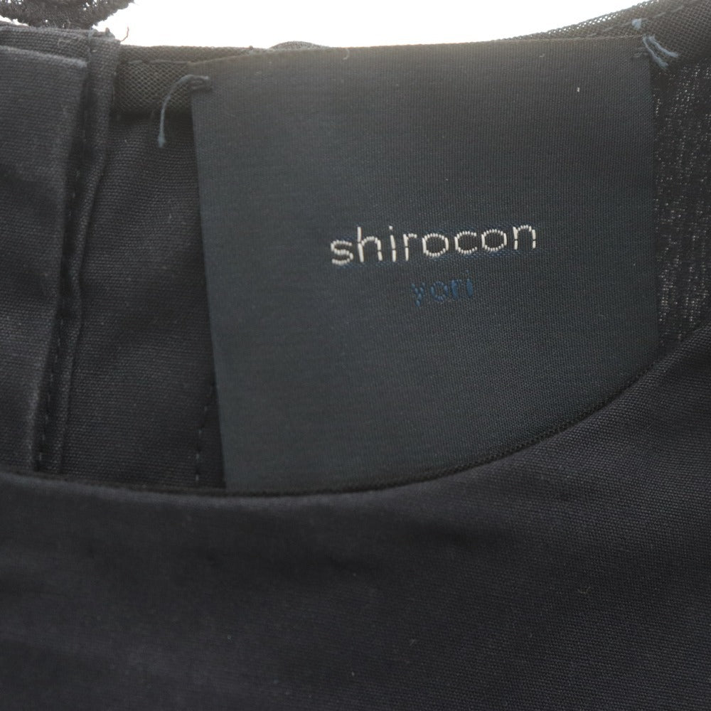 ■ shirocon shirt blouse top button short sleeve solid color frill lace women's 34 dark navy