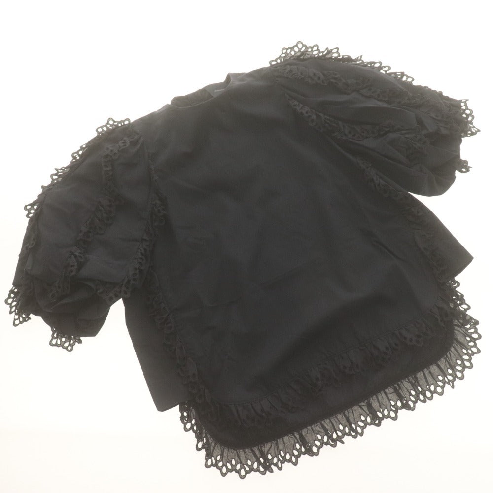■ shirocon shirt blouse top button short sleeve solid color frill lace women's 34 dark navy