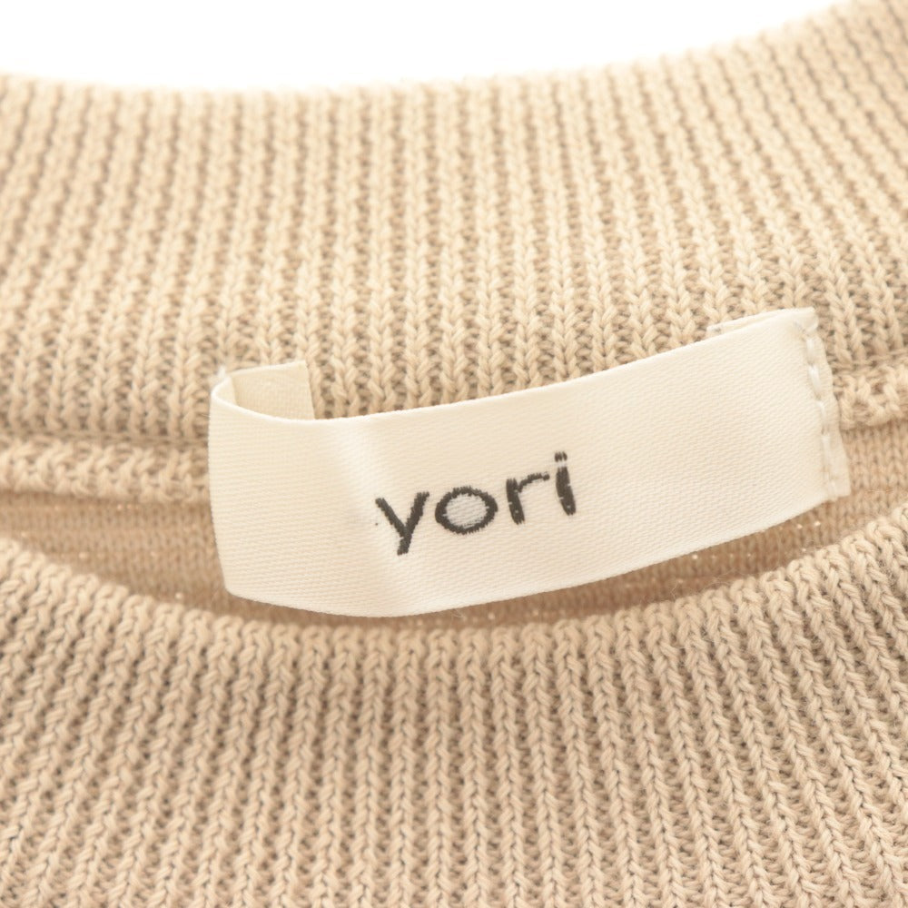 ■ yori ヨリ シャツ ブラウス トップス 丸首 半袖 無地 レディース F ライトベージュ系