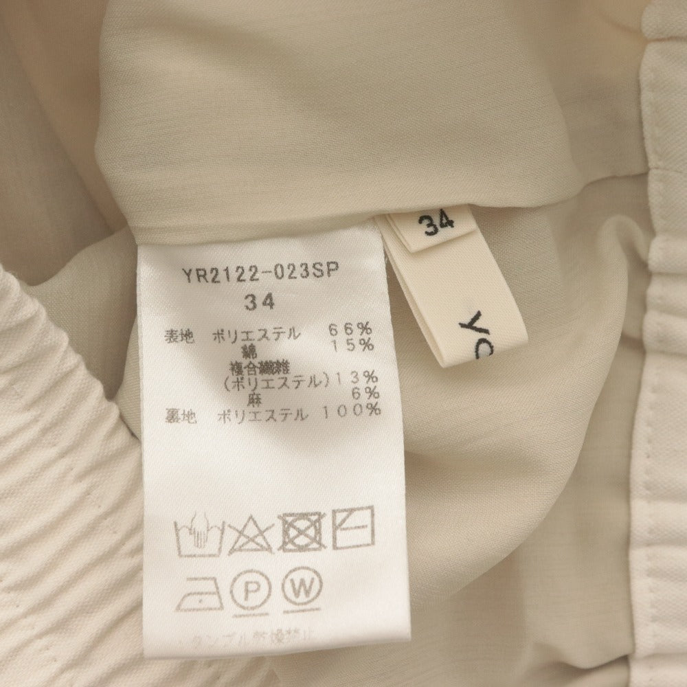 ■ yori ヨリ パンツ ボトムス 紐 ゴム ポケット 無地 レディース 34 アイボリー系