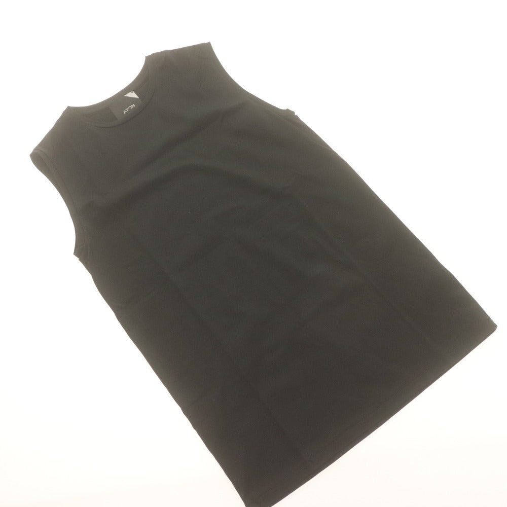 ■ ATON Shirt Top Crew Neck Sleeveless Solid Women's 02 Black