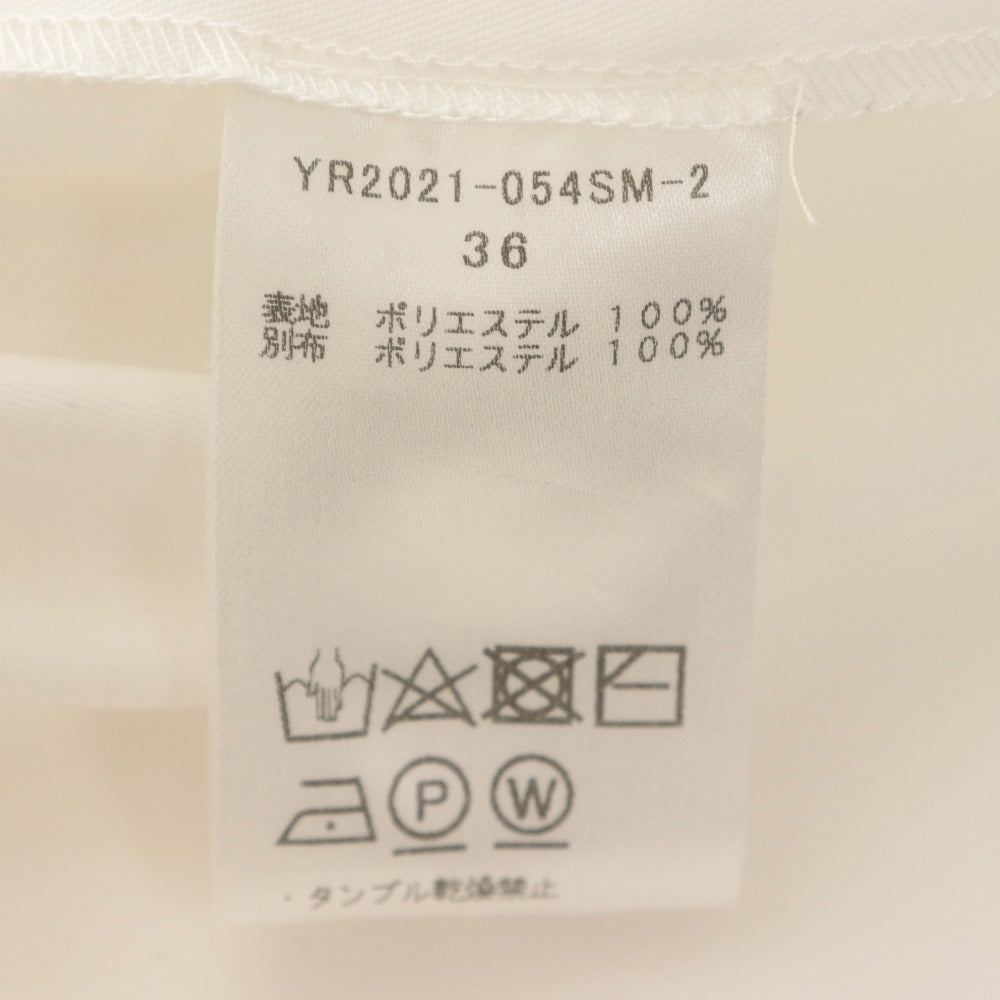 ■ yori ヨリ シャツ ブラウス トップス 丸首 ファスナー 半袖 無地 フリル レディース 36 ホワイト系
