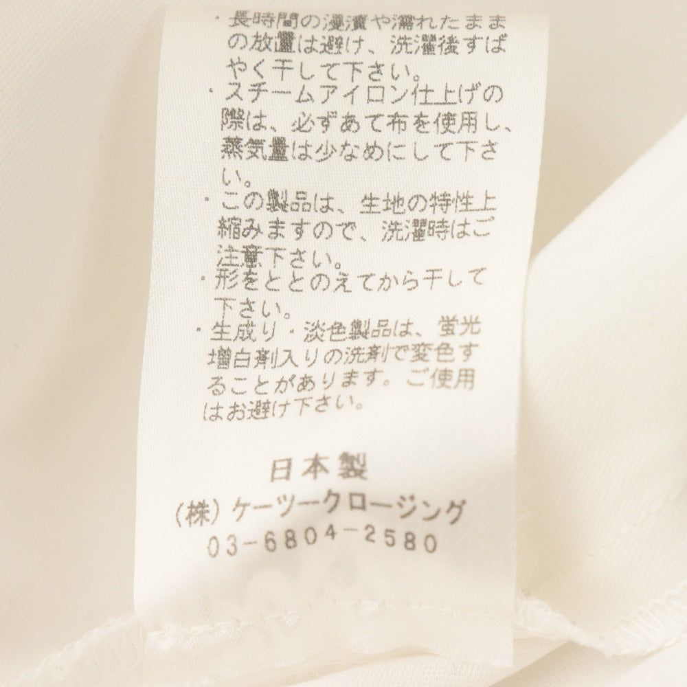 ■ yori ヨリ シャツ ブラウス トップス 丸首 ファスナー 半袖 無地 フリル レディース 36 ホワイト系