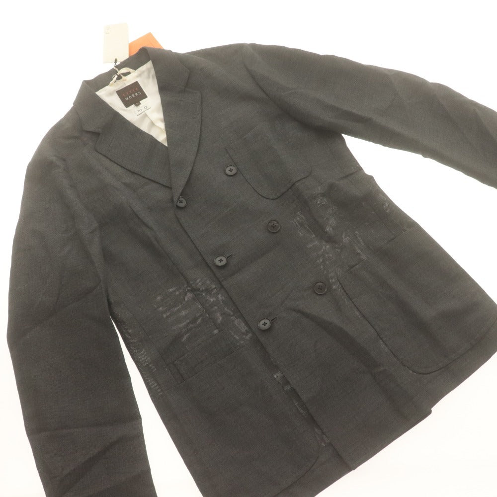 ■ STYLE WORKS Jacket Outerwear Button Pocket Plain Double-breasted Men's L Dark Gray Tagged Unused