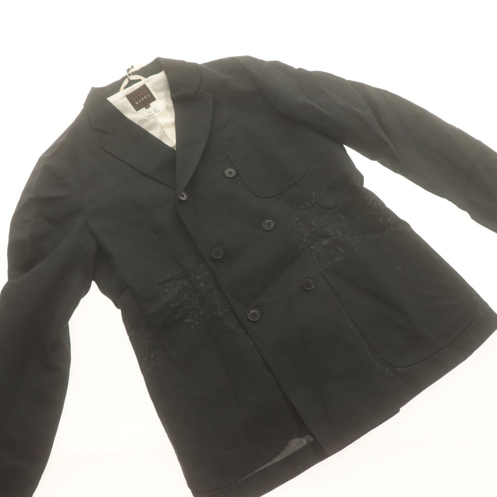 ■ STYLE WORKS スタイルワークス ジャケット アウター ボタン ポケット 無地 ダブルブレスト メンズ L ブラック系 タグ付き 未使用