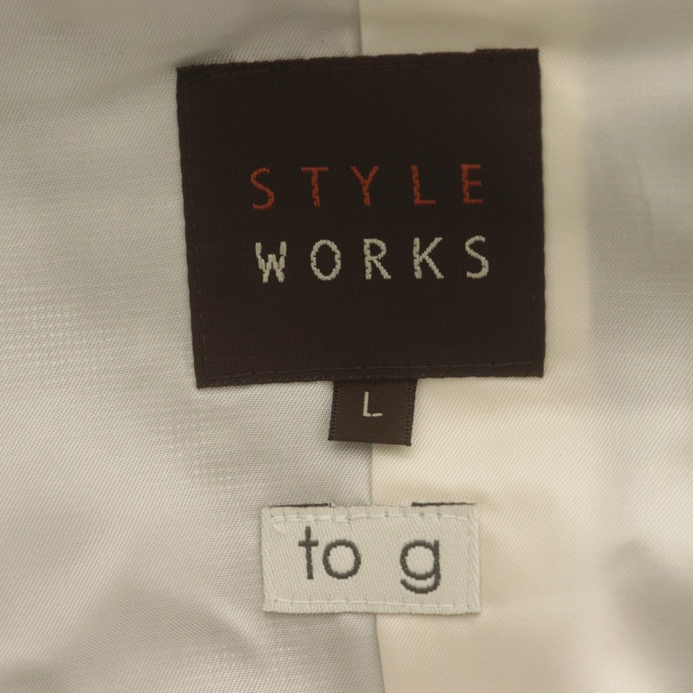 ■ STYLE WORKS スタイルワークス ジャケット アウター ボタン ポケット 無地 ダブルブレスト メンズ L ブラック系 タグ付き 未使用