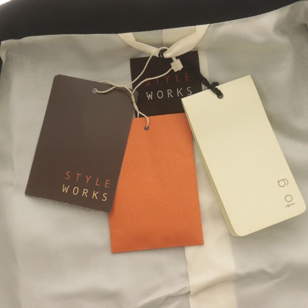 ■ STYLE WORKS スタイルワークス ジャケット アウター ボタン ポケット 無地 ダブルブレスト メンズ L ブラック系 タグ付き 未使用