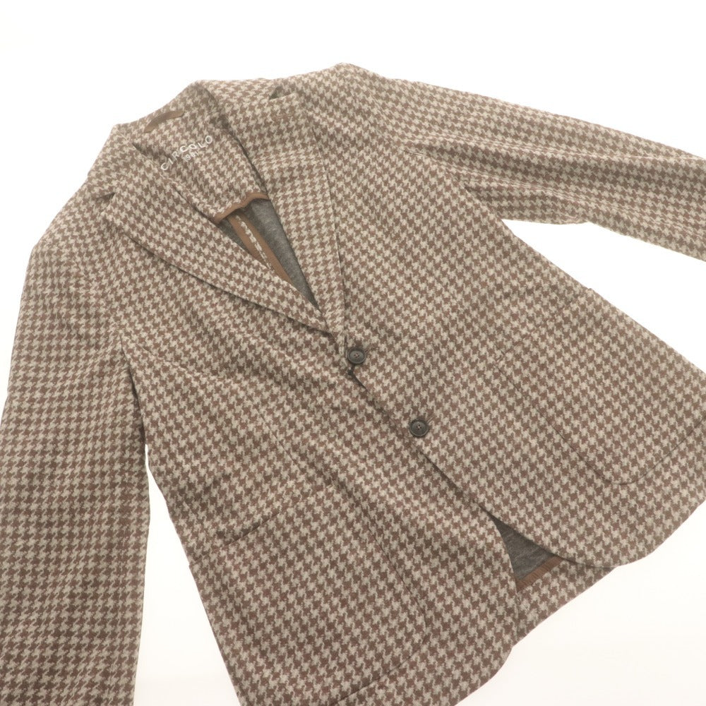 ■ CIRCOLO1901 チルコロ1901 ジャケット アウター ボタン ポケット 総柄 メンズ 50 ブラウン系 タグ付き 未使用