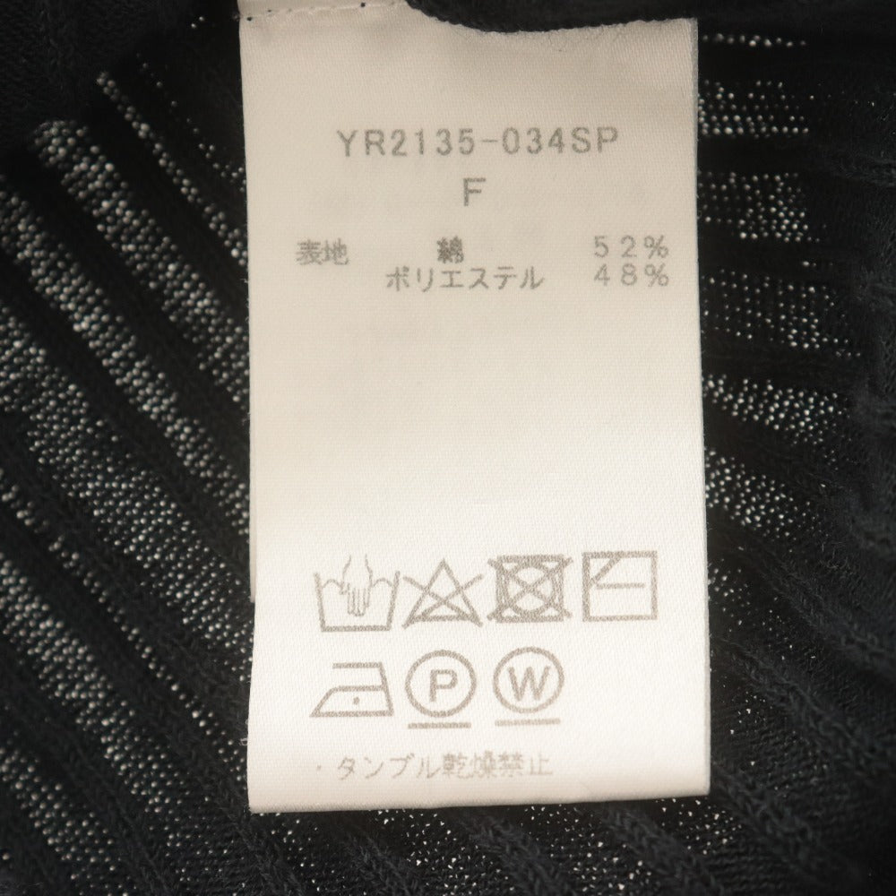 ■ yori ヨリ ニット シャツ トップス 丸首 七分袖 無地 レディース F ブラック系