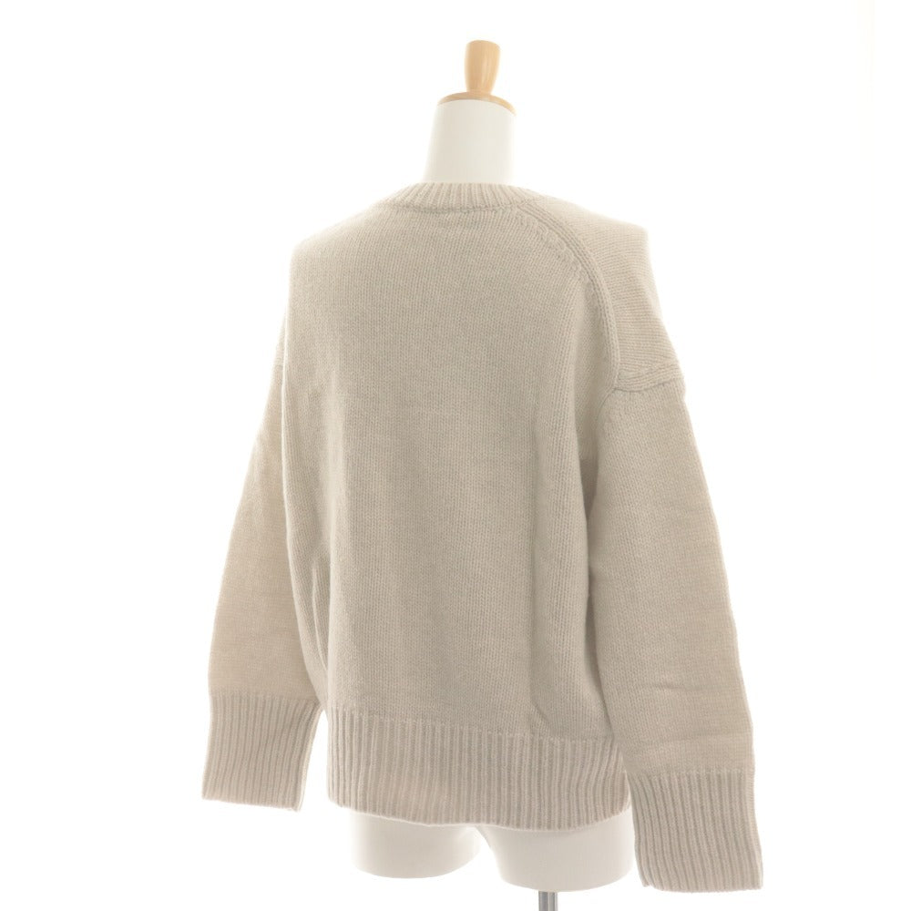 ■ GALERIE VIE Knit Sweater Top Crew Neck Long Sleeve Solid Men's Women's S Light Beige