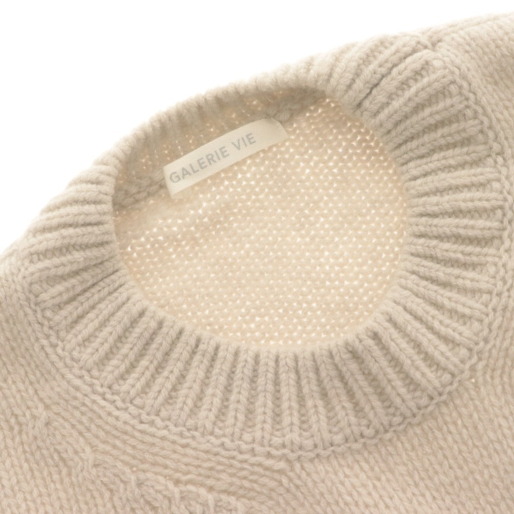 ■ GALERIE VIE Knit Sweater Top Crew Neck Long Sleeve Solid Men's Women's S Light Beige