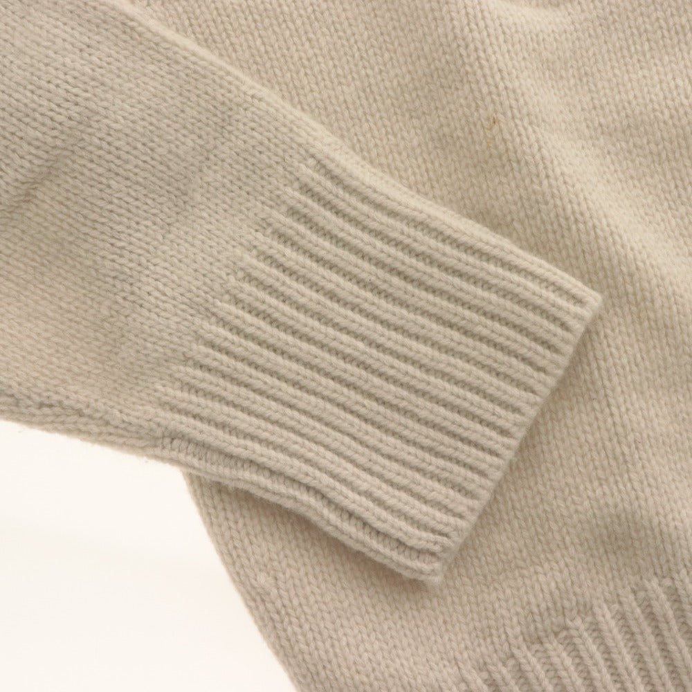 ■ GALERIE VIE Knit Sweater Top Crew Neck Long Sleeve Solid Men's Women's S Light Beige