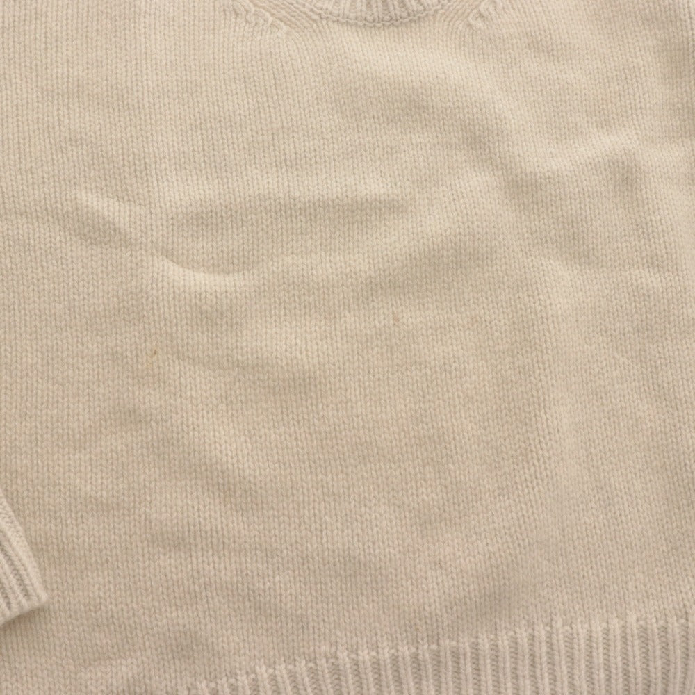 ■ GALERIE VIE Knit Sweater Top Crew Neck Long Sleeve Solid Men's Women's S Light Beige