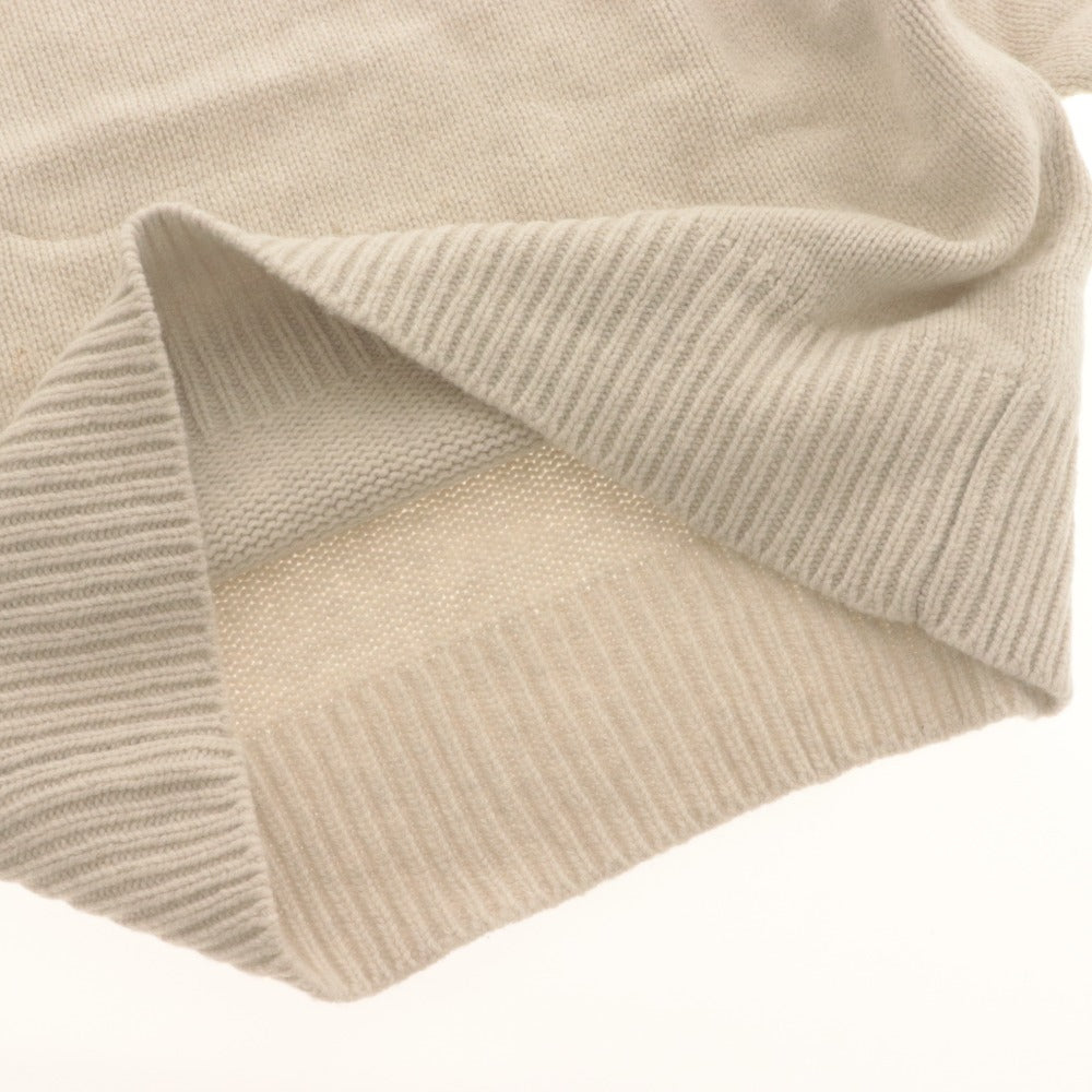 ■ GALERIE VIE Knit Sweater Top Crew Neck Long Sleeve Solid Men's Women's S Light Beige