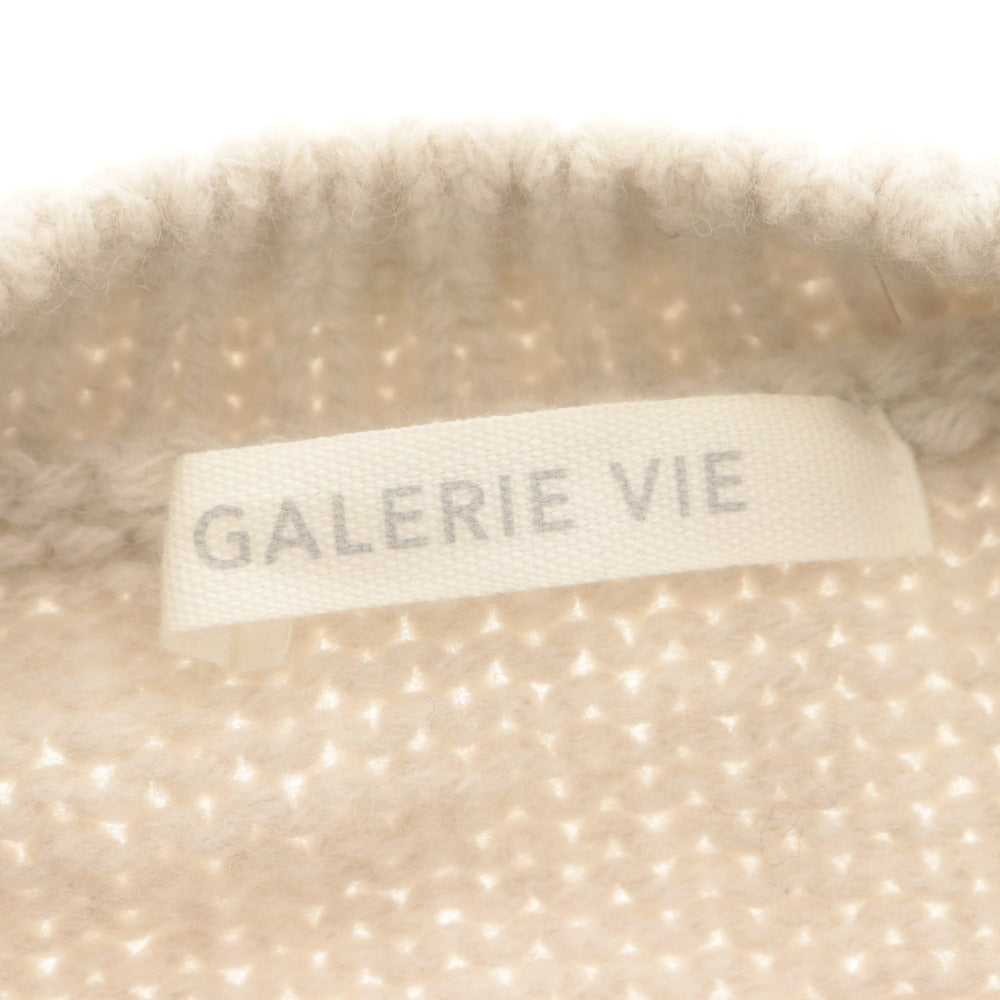 ■ GALERIE VIE Knit Sweater Top Crew Neck Long Sleeve Solid Men's Women's S Light Beige