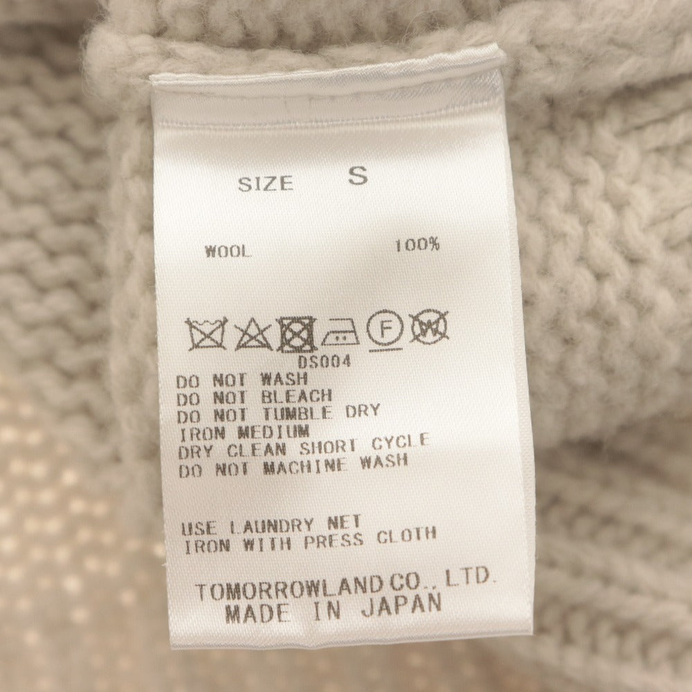 ■ GALERIE VIE Knit Sweater Top Crew Neck Long Sleeve Solid Men's Women's S Light Beige