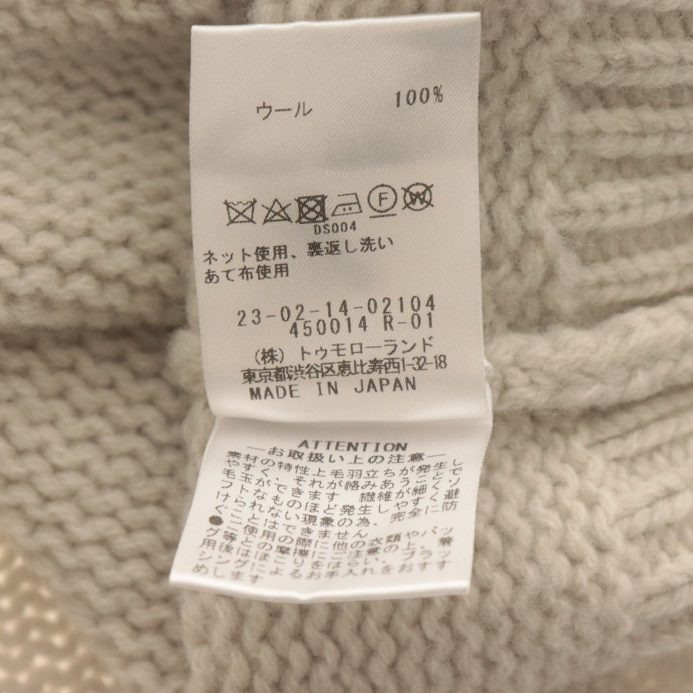 ■ GALERIE VIE Knit Sweater Top Crew Neck Long Sleeve Solid Men's Women's S Light Beige