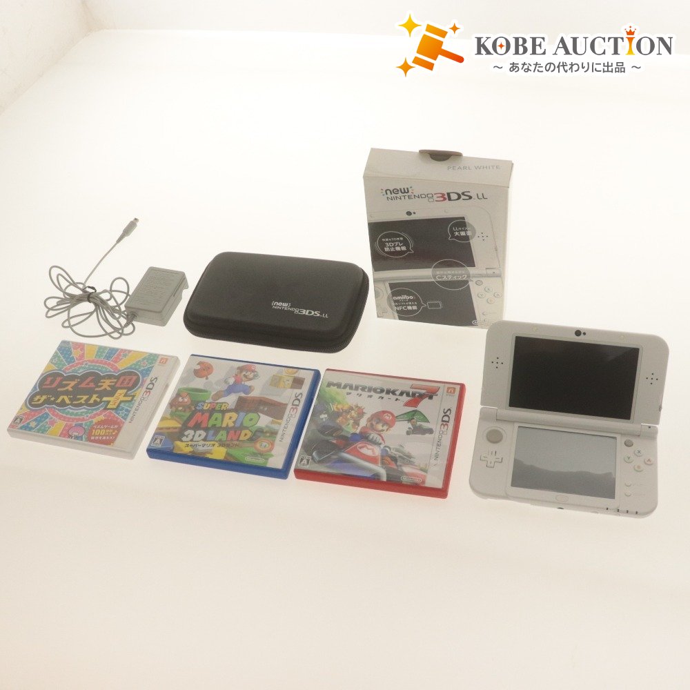 ■ 任天堂 3DS LL 本体 ソフト3本 セット マリオカート7 スーパーマリオ3Dランド リズム天国 ザ・ベスト＋ 初期化 通電確認済み 付属品付