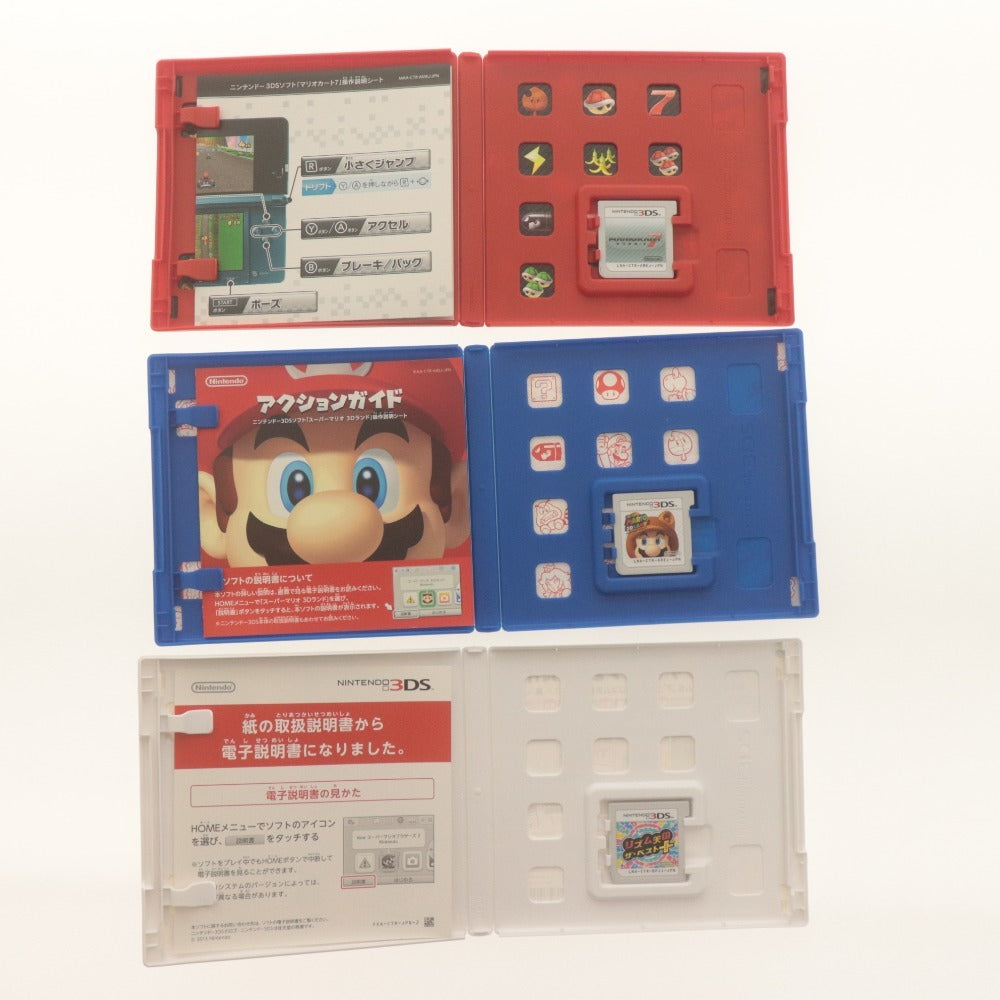 ■ 任天堂 3DS LL 本体 ソフト3本 セット マリオカート7 スーパーマリオ3Dランド リズム天国 ザ・ベスト＋ 初期化 通電確認済み 付属品付